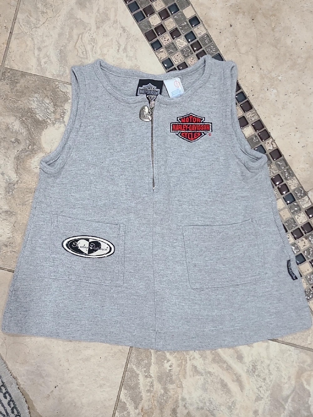 Harley-Davidson Gray Sleeveless Zip-Up Knit Vest